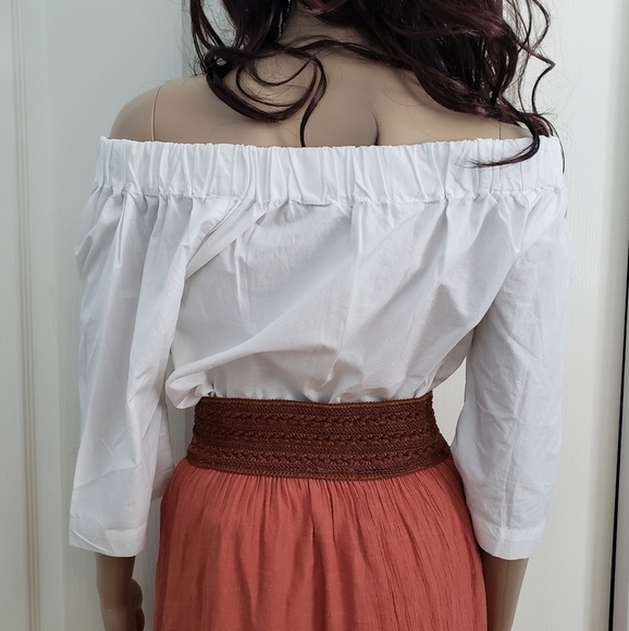 Madewell White Off Shoulder Top Small Peasant Blouse - Picture 3 of 10